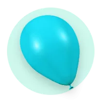 A blue balloon on a blue circle.