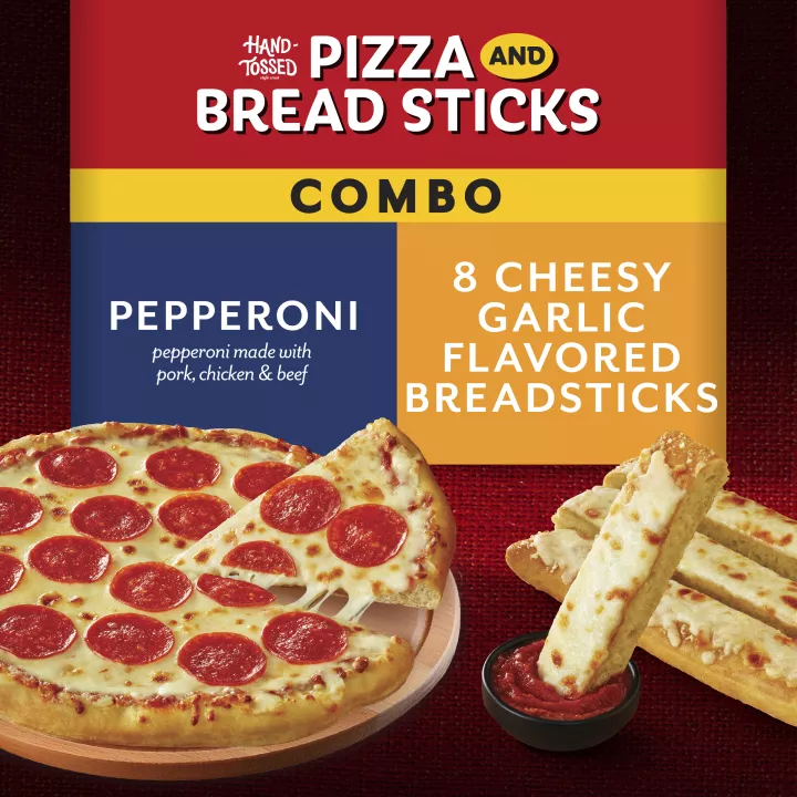 Pepperoni Hand-Tossed Pizza and Cheesy Garlic Breadsticks Combo