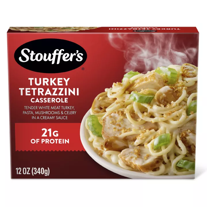 Front Center view of STOUFFER'S Classics Turkey Tetrazzini Frozen Entrée 12oz Box NET WT 12 OZ (340 g) product.