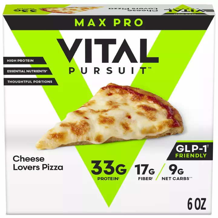 Front Center view of VITAL PURSUIT Cheese Lovers Pizza NET WT 6 oz (170 g) product.